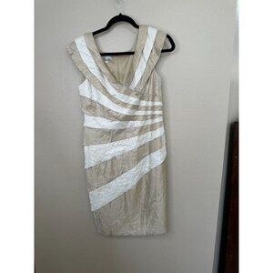London‎ Style Womens Tan Dress 8 rayon zipper sleeveless pencil dress midi
